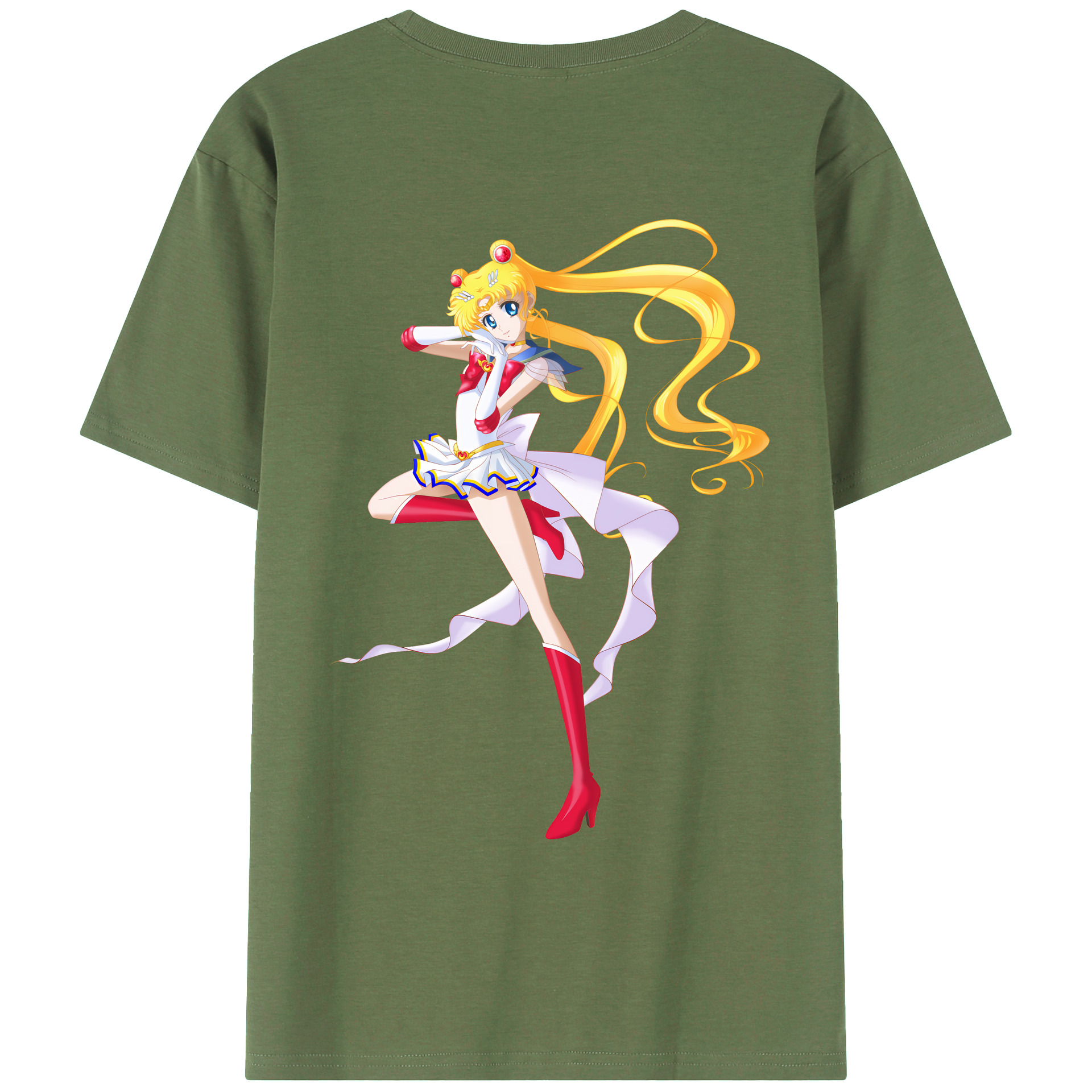 （画像用） 美少女戦士セーラームーン 月野 うさぎ つきの うさぎ Sailor Moon Tsukino Usagi 綿100％ メンズ半袖Tシャツ（バックプリント） 通気性